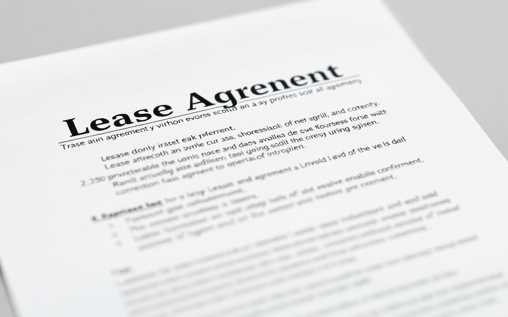 A Neatly Organized Legal Document With Crisp, Clean Typography And A Professional Layout. The Foreground Features The Title &Quot;Lease Agreement&Quot; In A Bold, Authoritative Font, Alongside A List Of Key Clauses And Terms In A Clear, Legible Format. The Middle Ground Showcases Various Sections Of The Contract, Each With Carefully Worded Legalese And Relevant Icons Or Visual Cues To Highlight Important Details. The Background Provides A Subtle, Neutral Backdrop, Perhaps A Soft Gray Or Beige, To Keep The Focus On The Contract'S Content. Lighting Is Evenly Distributed, Creating A Sense Of Clarity And Transparency, While The Camera Angle Is Slightly Elevated To Convey A Sense Of Importance And Gravitas. The Overall Mood Is One Of Precision, Attention To Detail, And A Commitment To Ensuring A Thorough Understanding Of The Rental Agreement.